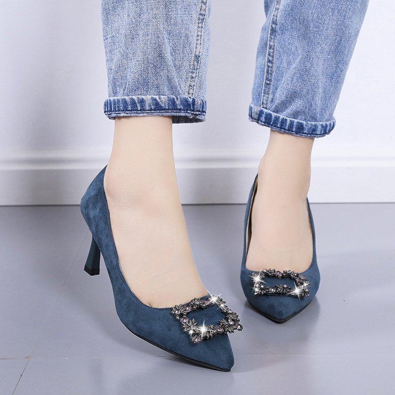 Fashion 2024 New Style Women's High Heels Elegant Sexy Niche Versatile Fine Track Solo Shoe Summer Rubber Upper Work Shoe