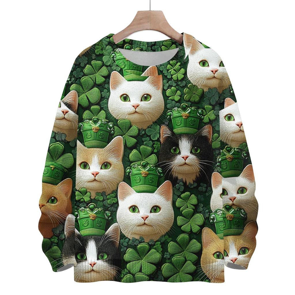 Svatý. Mikiny ke Dni svatého Patrika pro děti, chlapce a dívky, pletený svetr, roztomilé tričko, podzimní pulovr s kulatým výstřihem