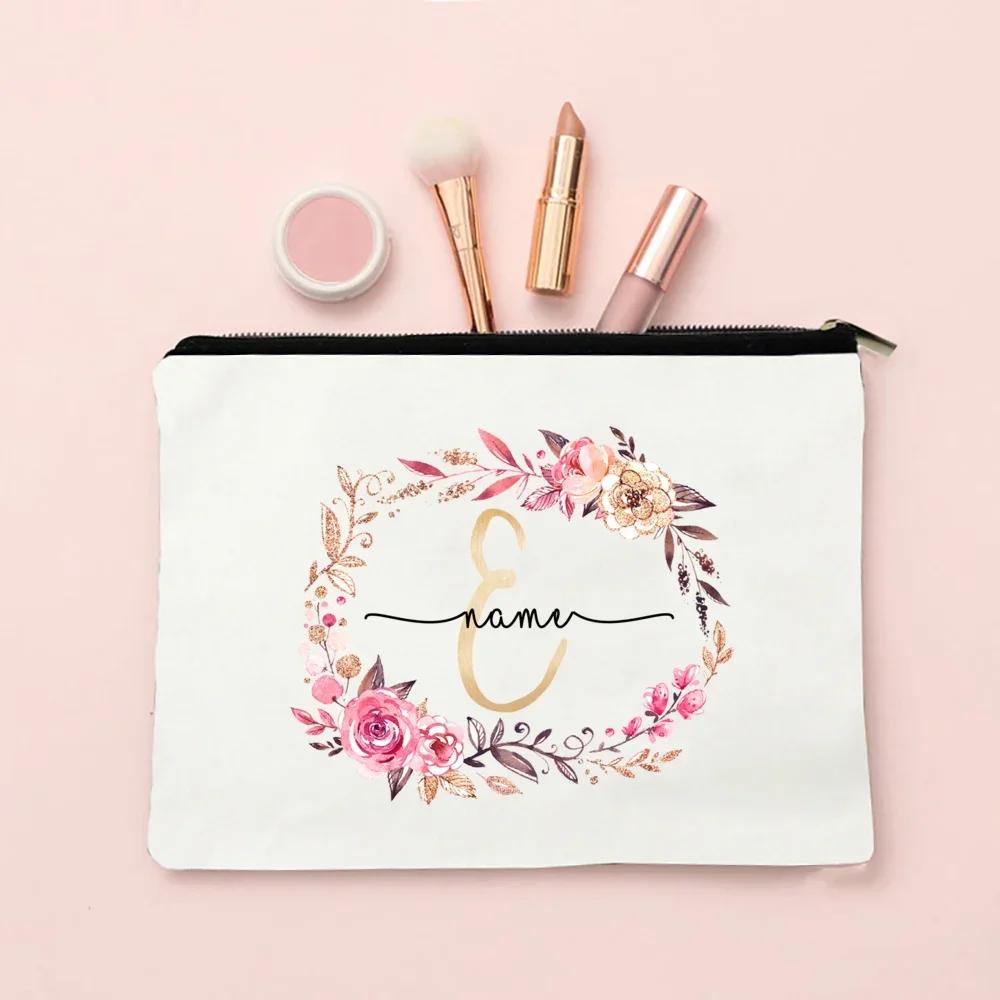 Initial Makeup Bag Personalized Bride Makeup Box Decorative Gift Female Organizer Travel Toilet Wash Wallet