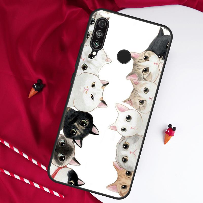 Cute Kawaii Cat For Huawei Nova 5T 12s 12i 11i Y90 Y70 Y60 Y61 Y91 Y72 9 10 SE P20 P40 Lite P60 P30 Pro Case