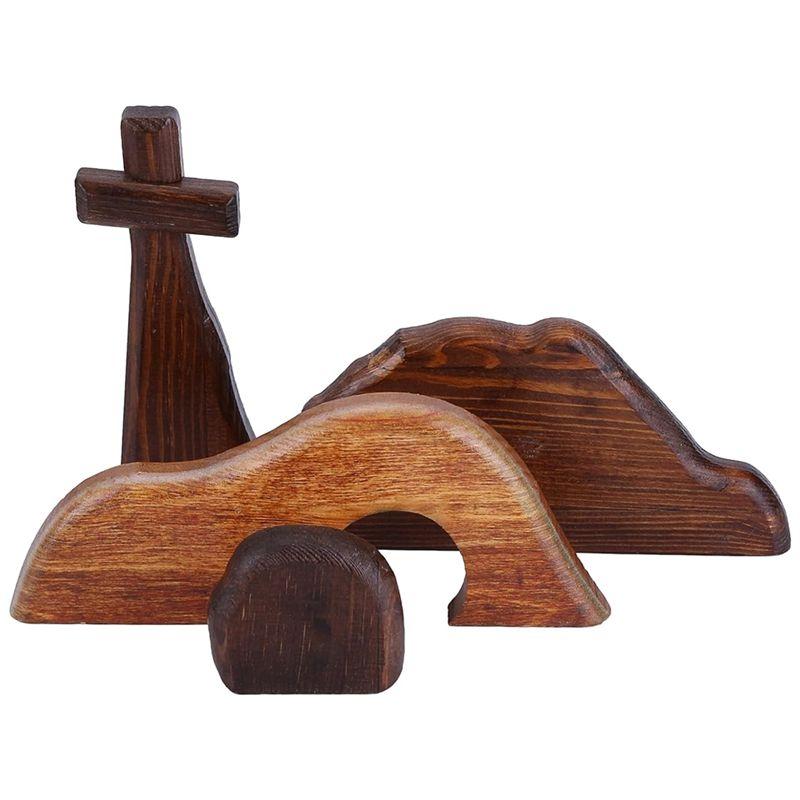 M-Modern-The Empty Tomb Easter Scene And Cross, Wooden Plus Thick Easter Home Figurine Ornament Durable