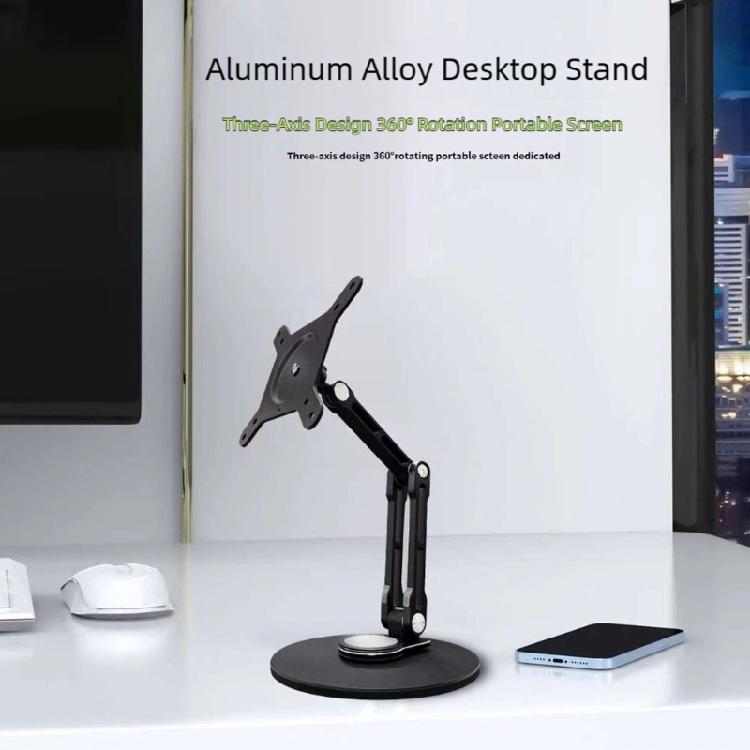 Foldable Aluminum Monitor Arm Stand For 19inch Screens Includes AntiSlip Pad And Smooth 360 Swivels