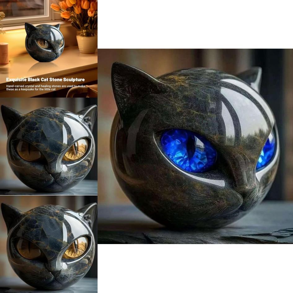Creative Stone Patterned Cat Resin Ornaments For Party Decor And Giftgiving