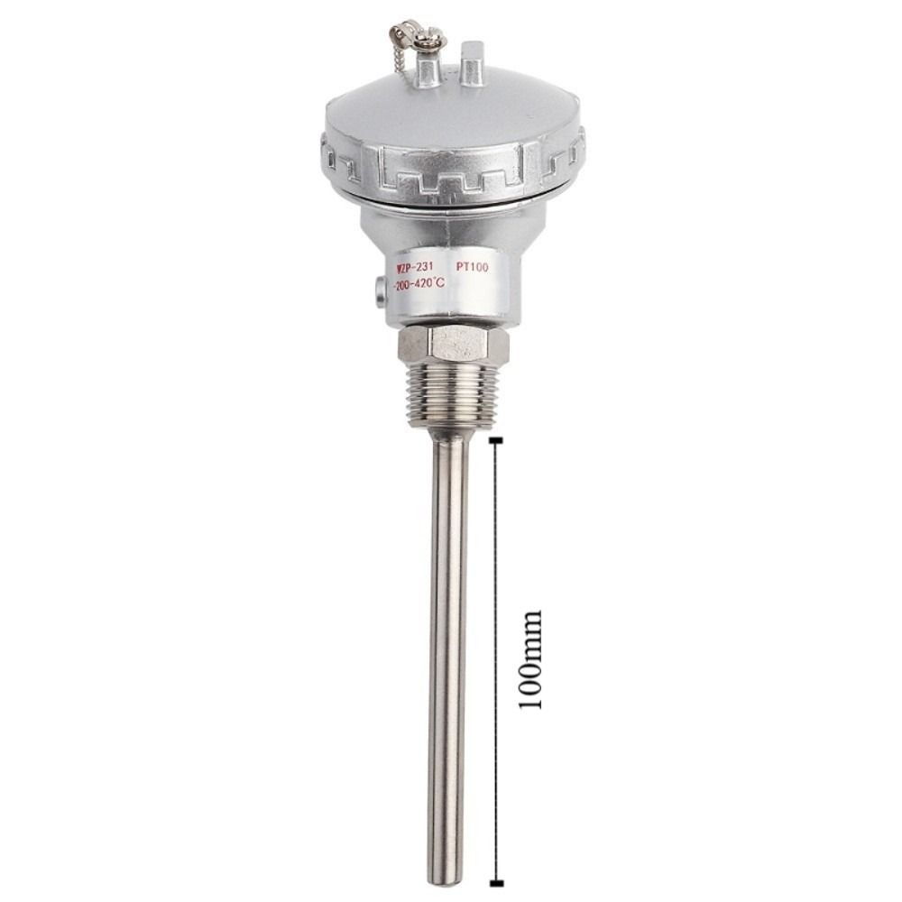 RTD PT100 Temperature Sensor Probe Stainless Steel 1/2" Thread Resistance Temperature Detector 8mm Diameter Various Lengths