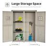 Wooden Garden Shed with Two Windows, Tool Storage Cabinet, Outdoor Double Door Organizer 127.5L X 50W X 164H Cm, Grey