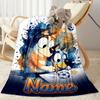 Soccer Fun Bluey Customize Text Blanket Throw Customizable Blanket Soft & Cozy Suitable for Bed Home Decor Couch Office Ideal for All Seasons