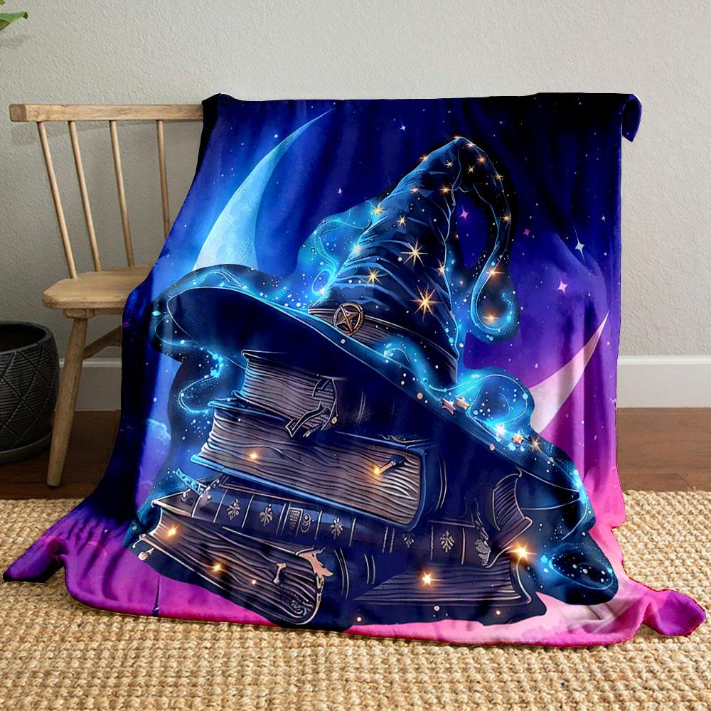 "Magical Night with Wizard Hat" print blanket soft and cozy perfect for the living room bed sofa or a nap,gift