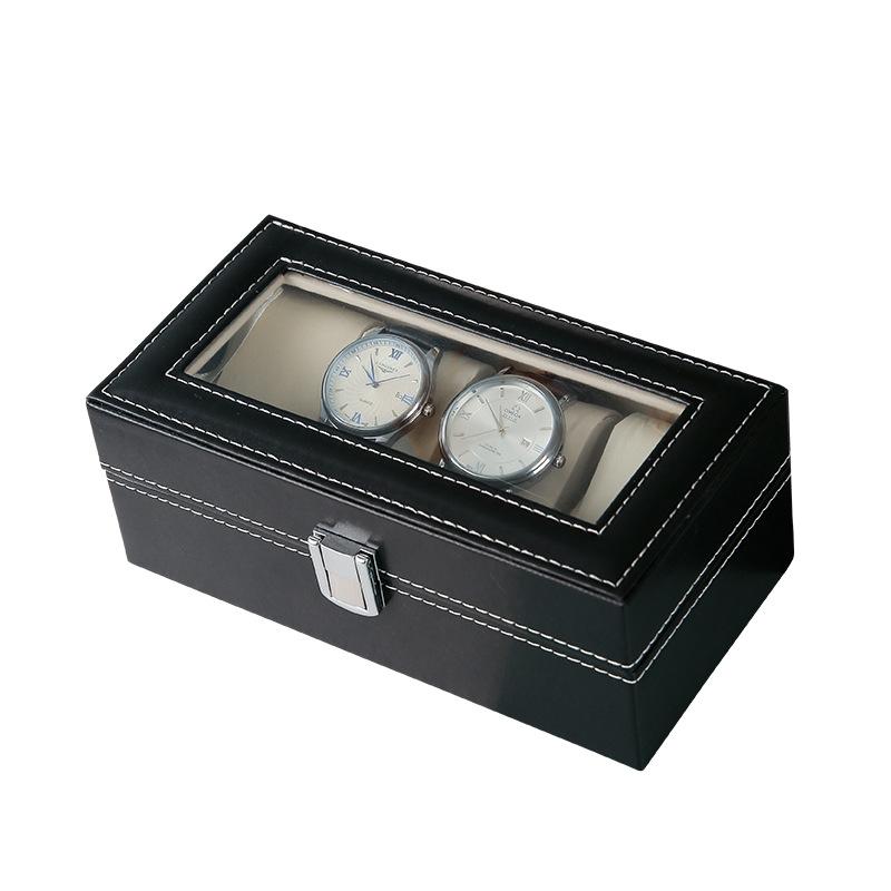Delesys 4 Positions Pu Watch Box With Lock Household Items Storage Box For Watches Antiques Storage Box  4 Positions