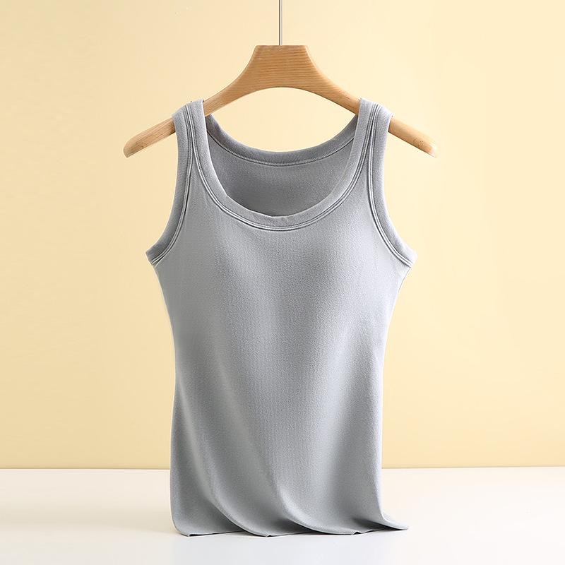 

Женский теплый жилет с круглым вырезом и завязками, с нагрудными подушечками и бархатной подкладкой, зимний базовый слой M (75-95 lbs) серый