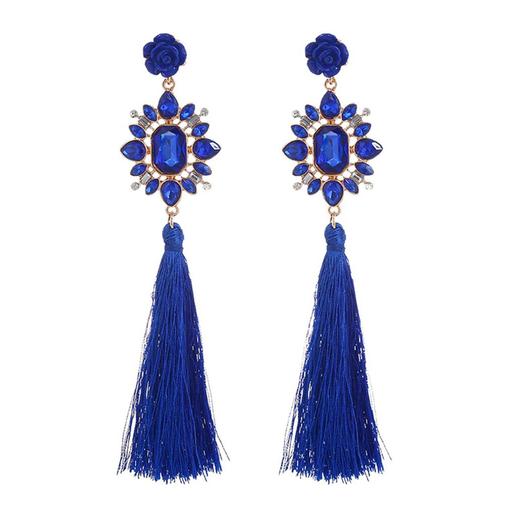 Women Retro Tassel Flower Earrings Elegant Exquisite Vintage Long Earring