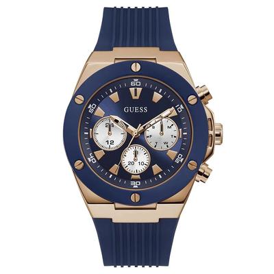 Herren-Quarzuhr mit drei Zeigern und blauem Silikonarmband - GW0057G2