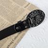 Carved Western Cowboy Belt Cow Head Buckle Embossed Belt Luxury Waistband  For Man Women