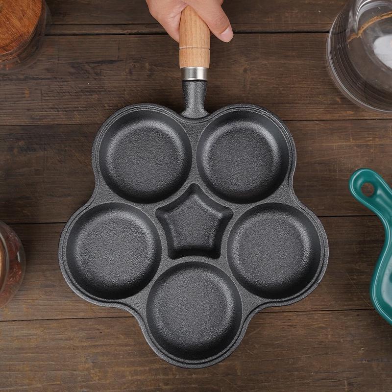 Zhishi 5-Hole Cast Iron Breakfast Frying Pan