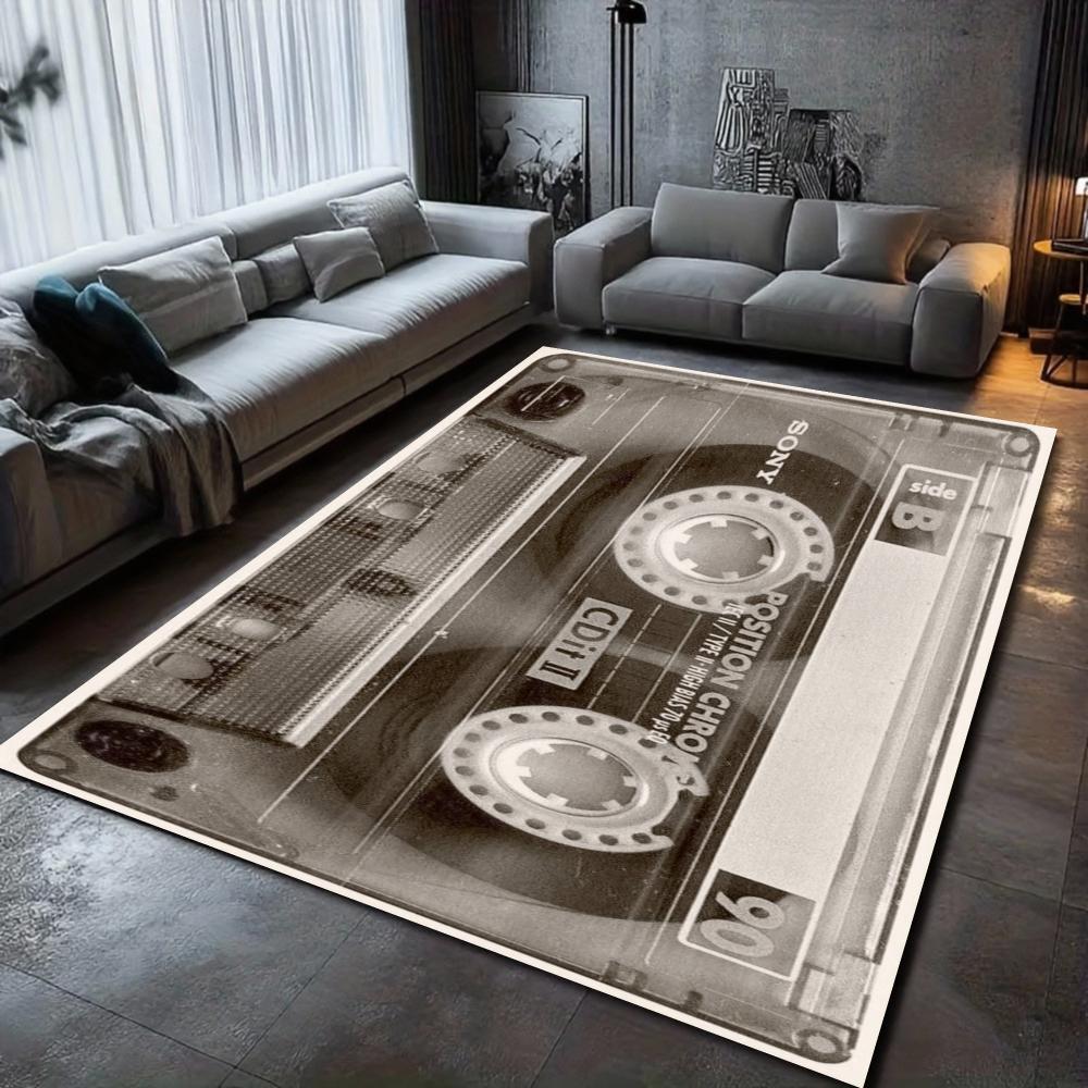 Vintage Cassette Tape Carpet Mat Retro Music Design for Living Room Home Decoration Carpets for Living Room Rugs for Bedroom