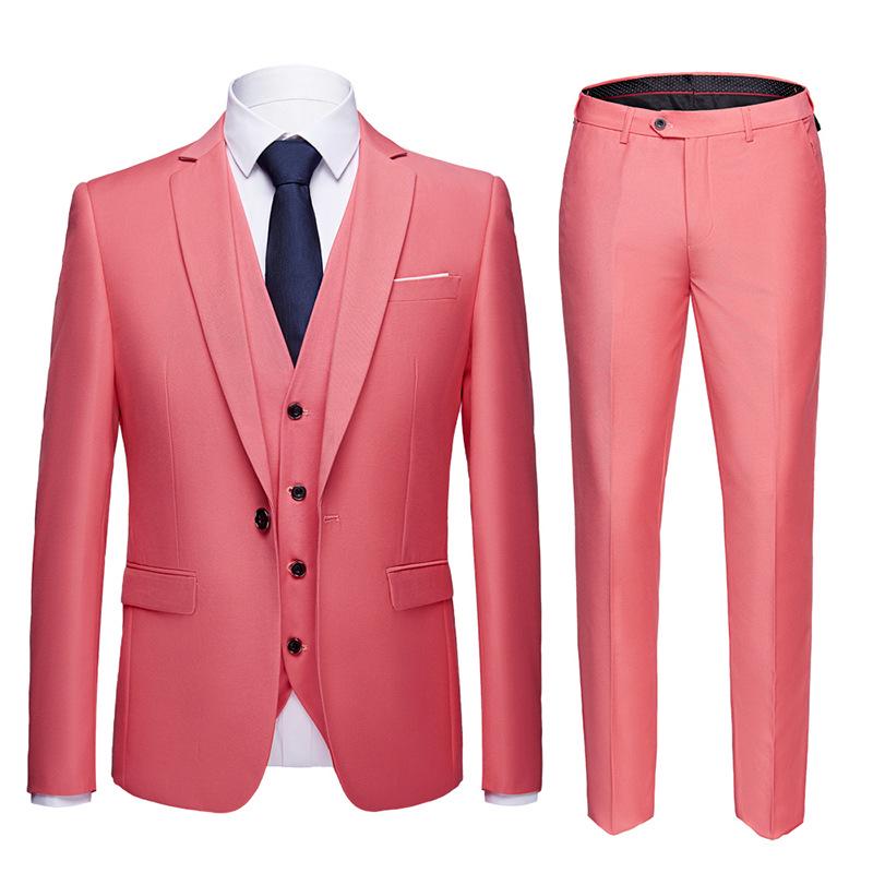 Men's Korean Style Slim Fit Wedding Tuxedo Three-Piece Suit