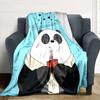 Panda Heart Halo Flannel Blanket Super Soft Warm Cozy Blanket For Sofa Bed Office Travel Allseason Home Decor Gift