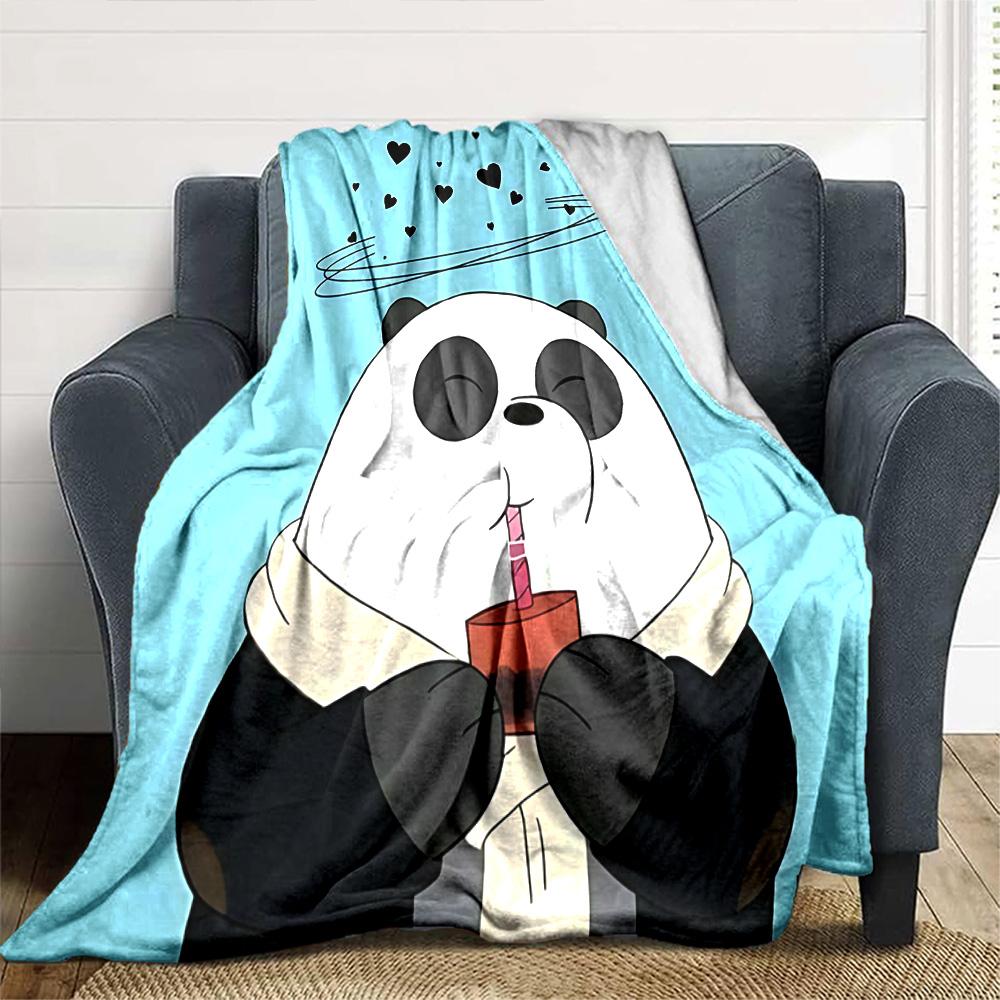 Panda Heart Halo Flannel Blanket Super Soft Warm Cozy Blanket For Sofa Bed Office Travel Allseason Home Decor Gift