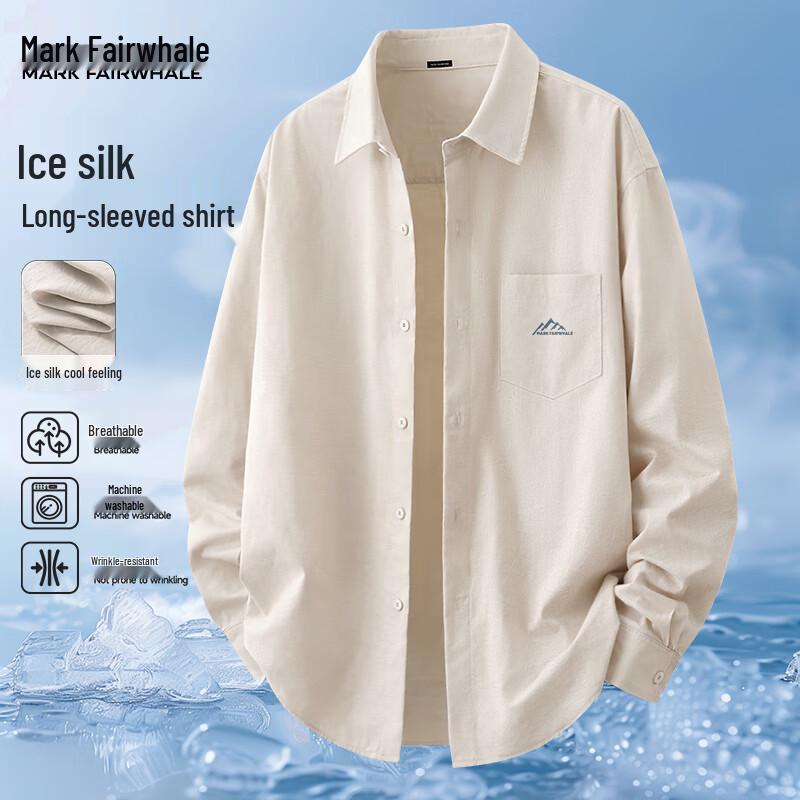 Mark Fairwhale Men's Ice Silk Cooling Long Sleeve Casual Shirt