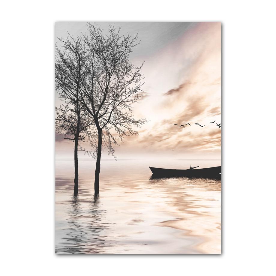 Log Cabin Lake Bridge Flower Bird Coast Wall Art Canvas Painting Modern Living Room Decor Posters And Prints Home Wall Pictures