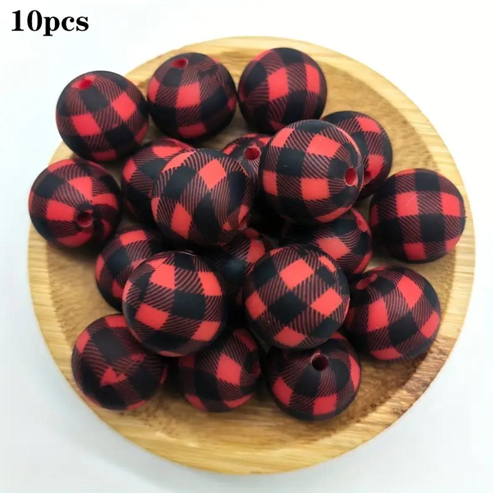 

10PCS grid silicone bead set, perfect for DIY handmade crafts such as keychains, necklaces, bracelets, etc