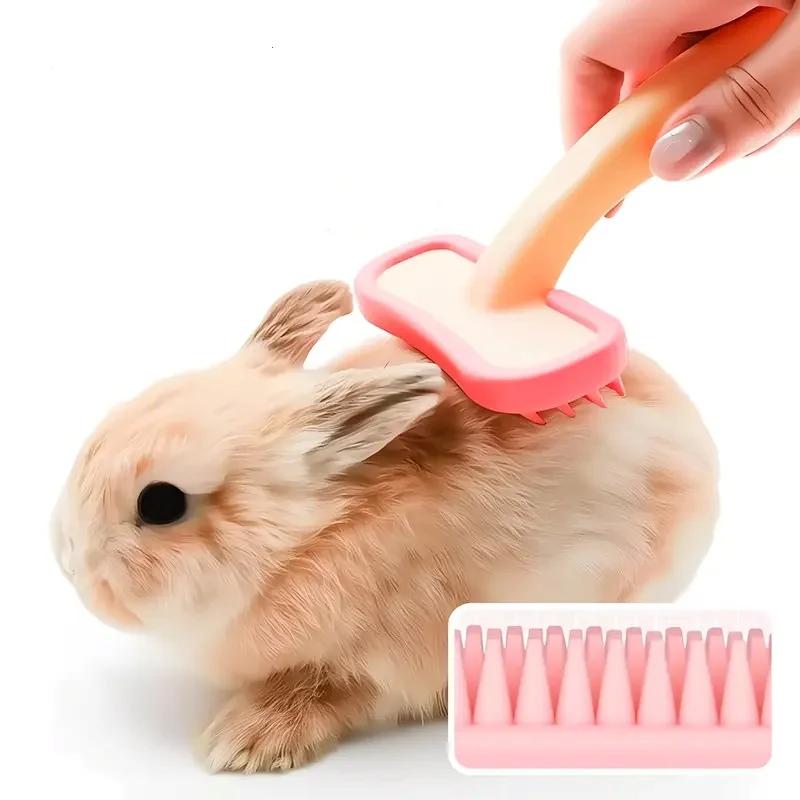 Silicone Small Pet Comb for Grooming - Rabbit Cat Guinea Pig Hair Cleaning Tool for Removing Loose Hair