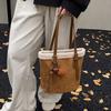 Winter Faux Suede Women's Bucket Shoulder Bags Vintage Plush Ladies Underarm Bags Casual Large Capacity Female Purse Handbags