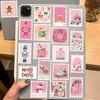50PCS Pink Christmas Stamp Fun Stickers DIY Handmade Materials Phone Case Laptop Christmas Decoration Stickers