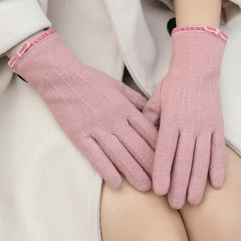 Soft Bow Anti-cold Mittens  Elasticity Finger Mittens Soft Thickened Gloves  Daily