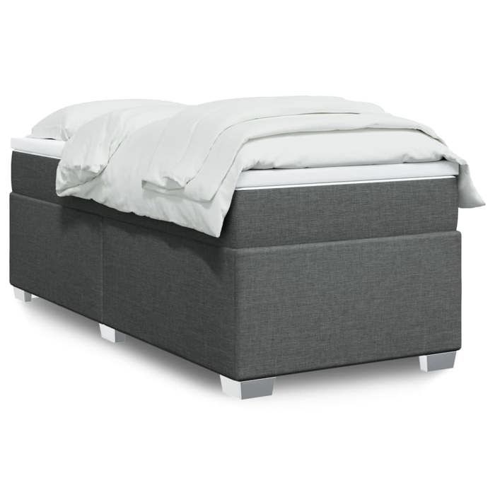 Maison Exclusive - Sommier à lattes de lit avec matelas Gris foncé 80x200 cm Tissu