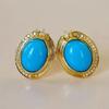 Neue in retro elegante oval blau ohrringe stud Erweiterte stil intarsien mit diamanten und türkis ohrringe für frauen bankett schmuck