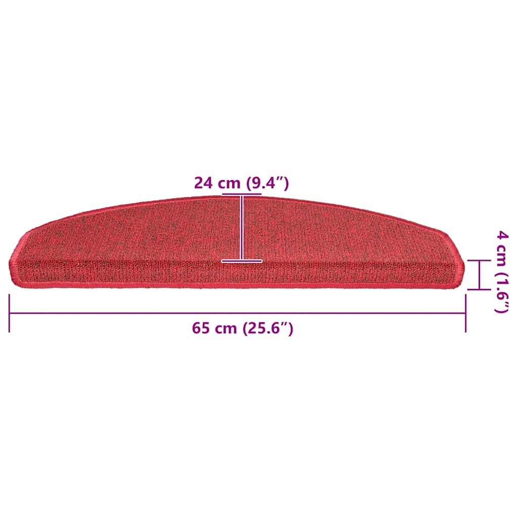 Step Mats 20 pcs. 65 x 24 x 4 cm Red Semi Circular Large