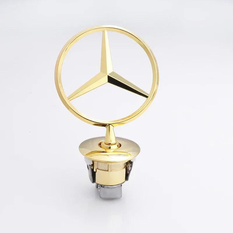 

For Mercedes Benz 44mm 3D Metal Chrome Black For Mercedes Benz C/E/S Class W204 W212 W220 W210 W221 Car Front Hood Emblem Bonnet