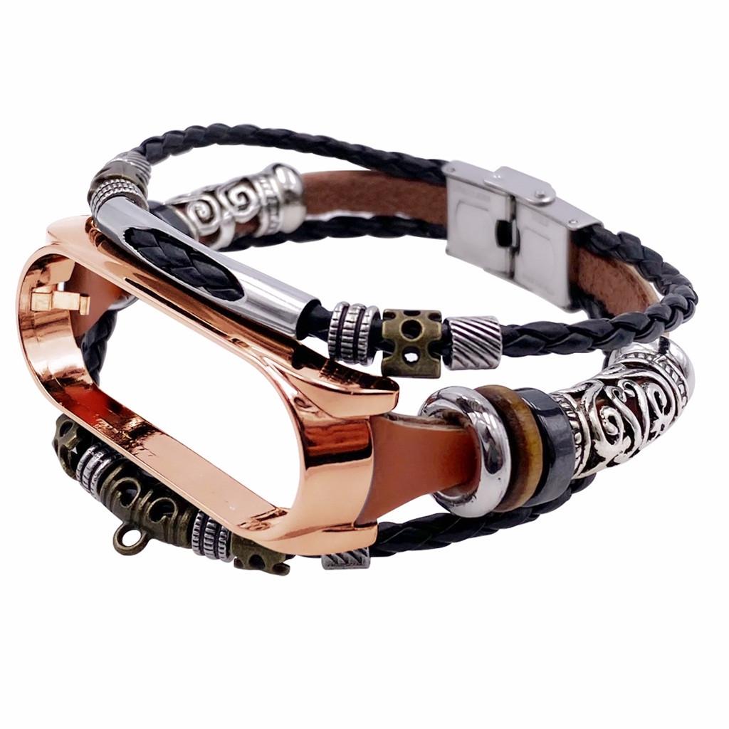 

Ramidos для Mi Band 4 Сменный кожаный браслет с бисером Плетеный ремешок One Size