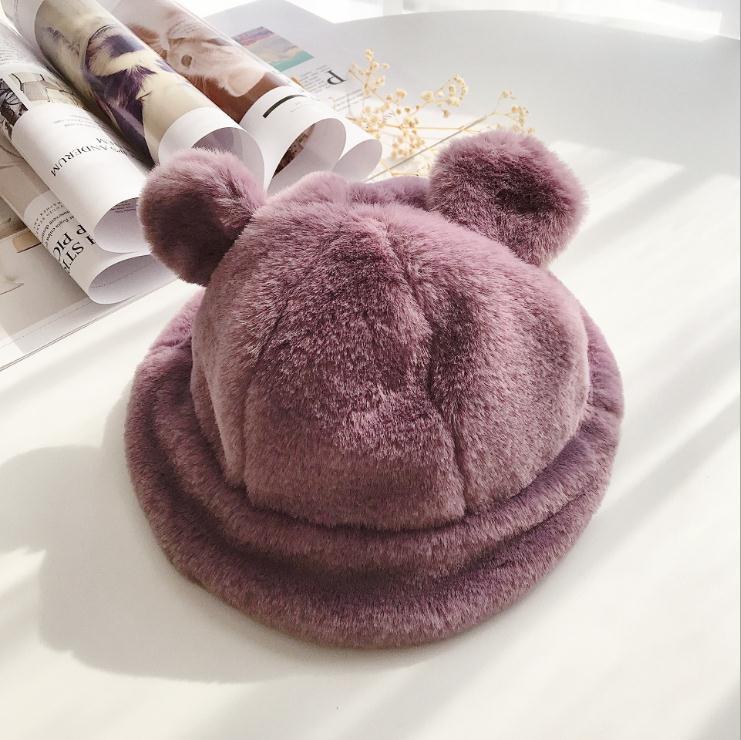 

Корейская зимняя детская плюшевая панама из цельного искусственного меха, теплая детская шапка-рыбак, милый мультяшный леопардовый принт, теплая шапка для малышей fit 2-6Y