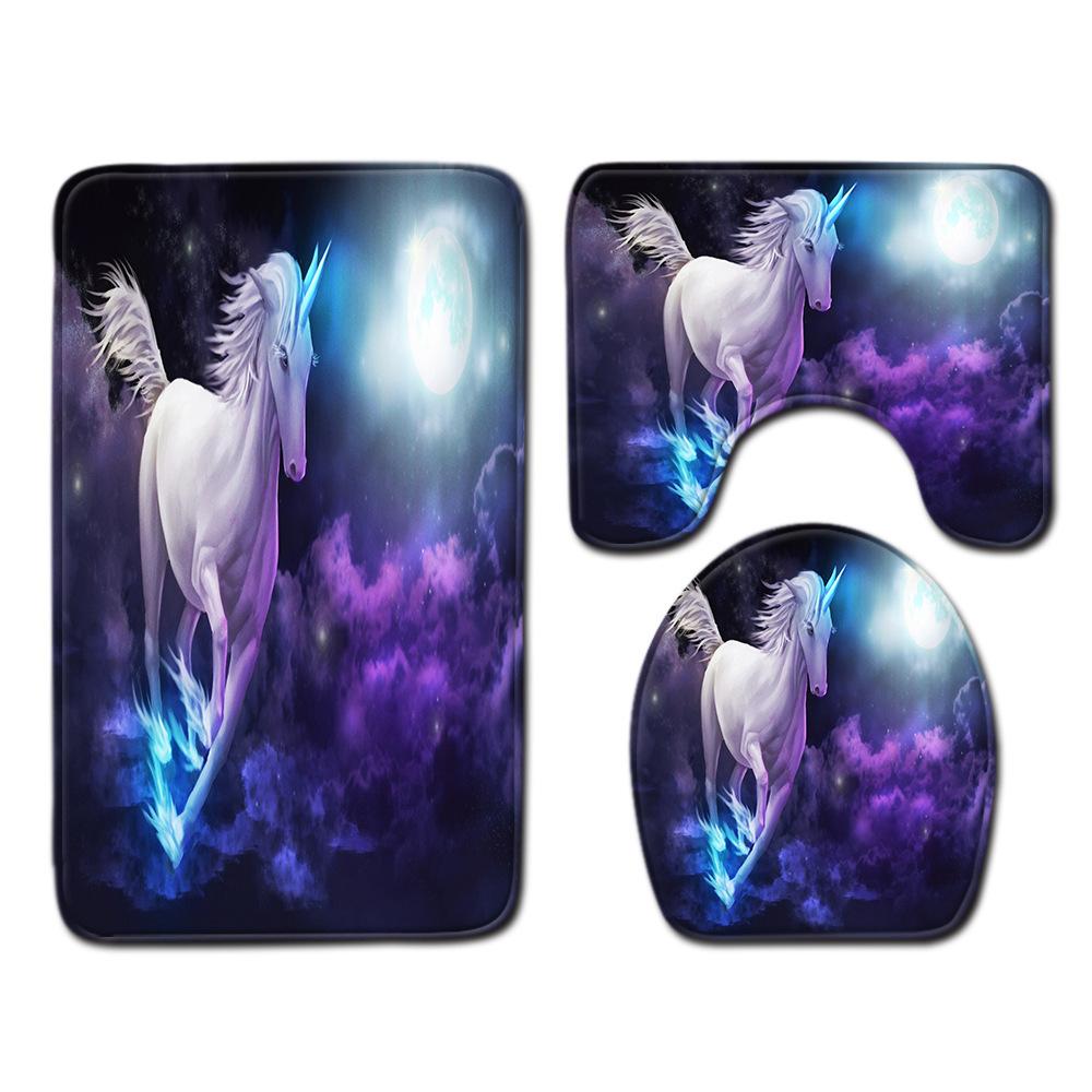 Einhorn Badezimmer Bodenmatte Toilette Dreiteiliges Set