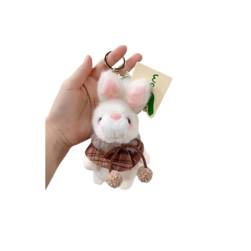 Plush Rabbit Keychain With Scheckered Cloak Decor For Kids And Adults Gift