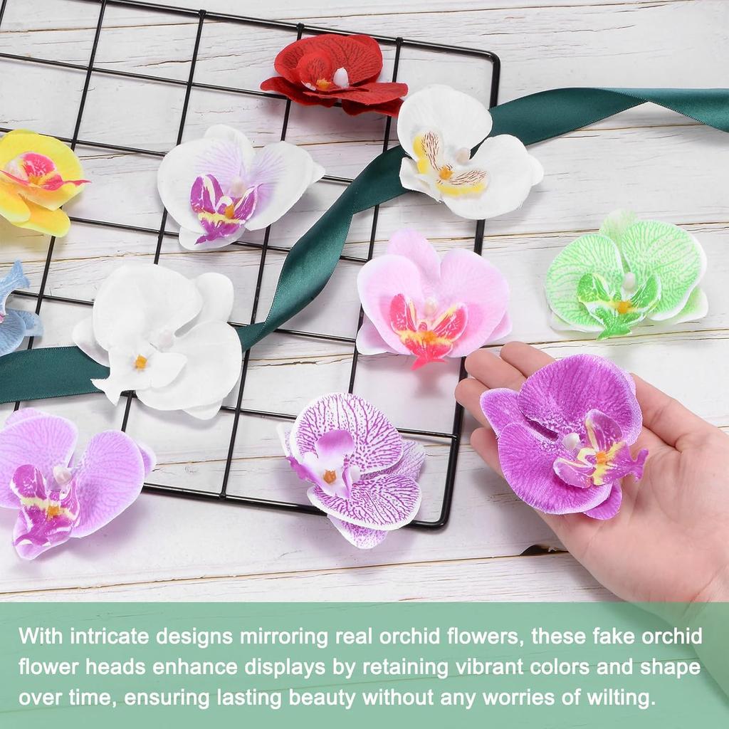 20-Pack Artificial Orchid Flower Heads, Silk Faux Butterfly Flowers Head for Wedding/Bouquet/Bridal/Party Decor, Fake Phalaenopsis Petals Bulk [2.76