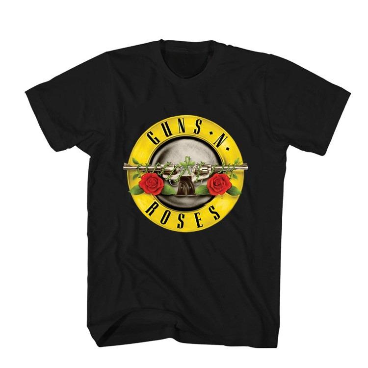 Pistol Rose Pattern Guns N Roses Rock Guns and Roses Band Casual TShirt Mens and Womens Luxury Band Brand XL
