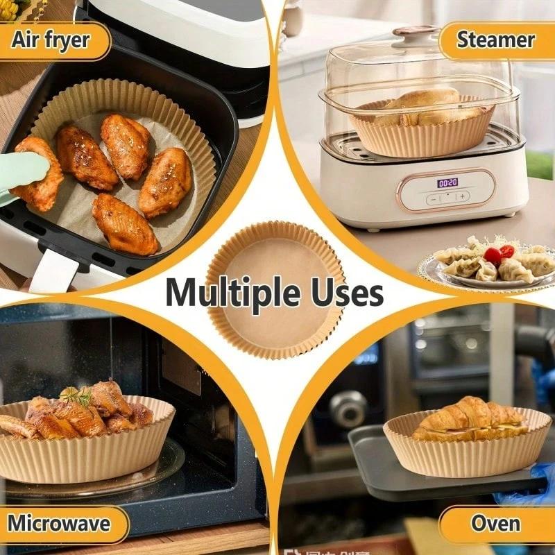 Round Air Fryer Paper Liners Paper Kitchen Accessories 50Pcs Air Fryer Disposable Paper Non Stick Airfryer Baking Papers