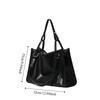Large Capacity PU Leather Shoulder Bag College Student Large Handbag Black Tote Bag  Girls Gift