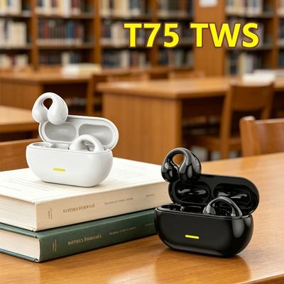 TWS Bluetooth Headset 5.3 Wireless Air Conduction Headphones Clip Ear Music Noise Canceling HD Call Sports Gaming Earphone