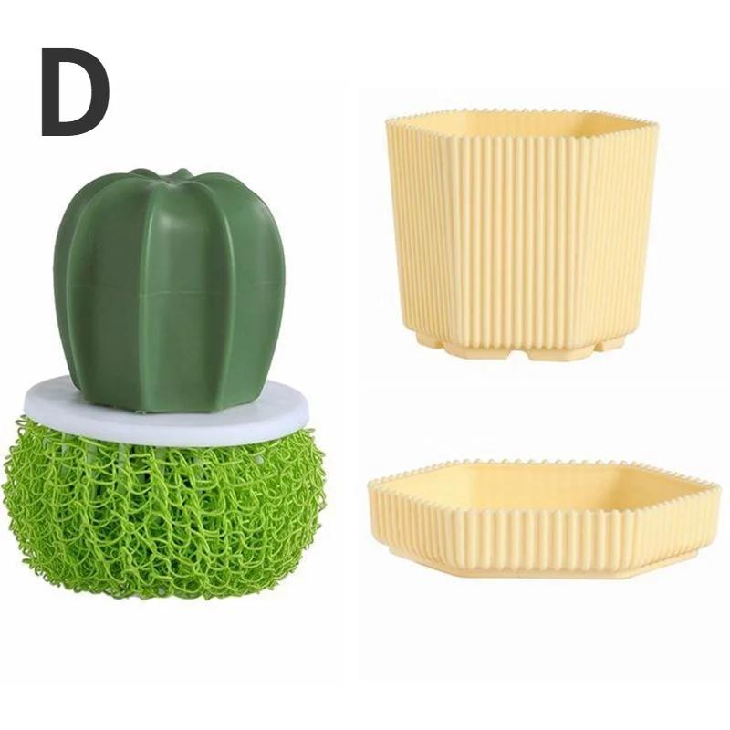 New Creative Pot Brush Cactus Nano Cleaning Ball Gradient Cleaning Brush Kitchen Cleaning Tools
