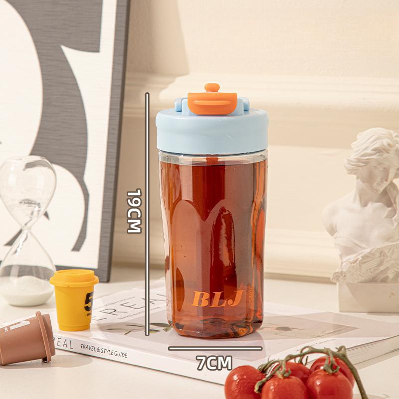 Water Cup Flower Tea Cup Female Student Large Capacity Plastic Cup Summer Straw Cup Portable Double Drinking Cup