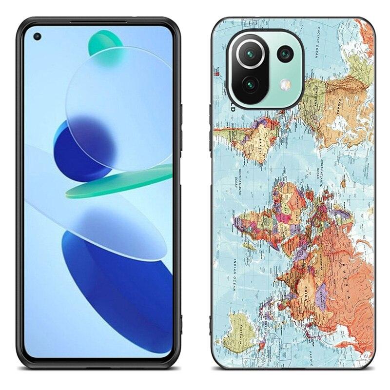 

Забавный чехол для телефона с картой путешествий для Xiaomi Mi 11 Lite NE 11i 10T 11T Pro A2 A3 Lite POCO F3 M3 M4 C31 X3 Pro NFC GT черный мягкий чехол Xiaomi POCO X3 NFC