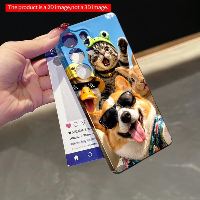 2DFlat Samsung phone case Sunny Pet Squad Selfie Phone Case Applicable to Galaxy S22 S23 S24 S25ULTRA S26 A12 A13 A14 A15 A16 A34 A35 A54 A55