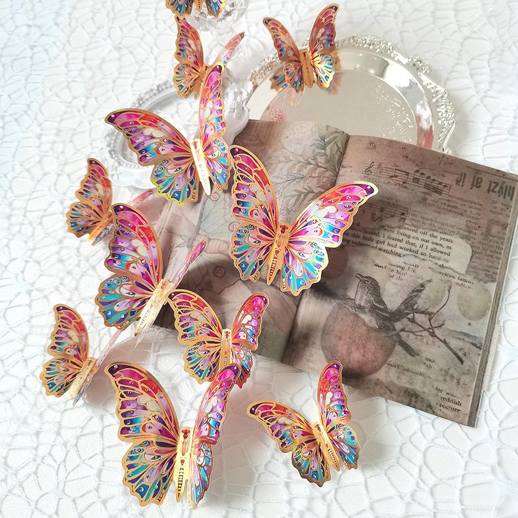 12 PCS 3D Butterfly Wall Decor Laser Butterfly Decorations for Birthday Party Cake Decorations Butterfly Wall Decor Stickers for Baby Shower Decals