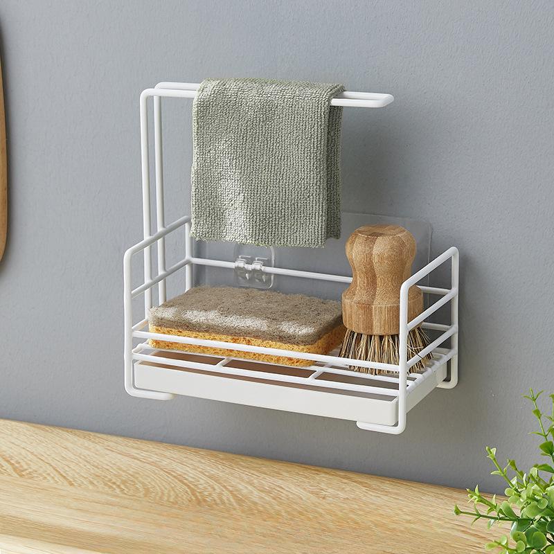 Kitchen Organizing Shelves Sponge Draining Storage Rack Countertop Cleaning Cloth Organization Storage Shelf Kitchen Accessories