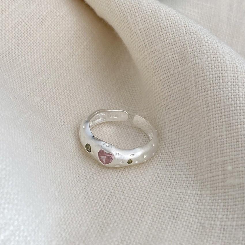 Cute Heart Adjustable Shaped Ring In Pink Diamond Finish For Fashionistas Young
