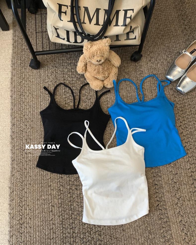 Women's Double Strap Backless Padded Camisole - Slim Fit Summer Vest Top