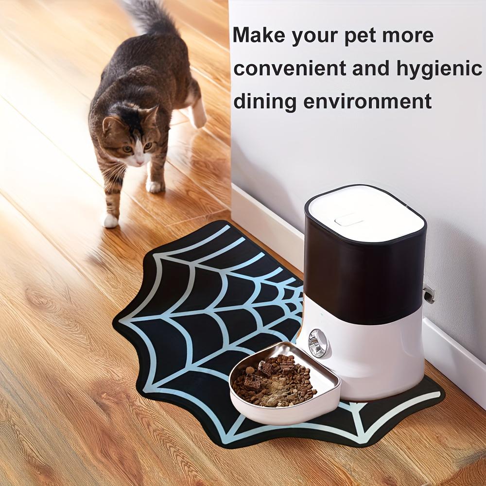 Spider Web Pet Feeding Mat-Non-Slip Spillproof Protector,Easy Clean Large Dog & Cat Dining Mat,Spooky Home Decor for Cats & Dogs
